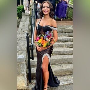 Portia and Scarlett Black and Silver Prom Dress